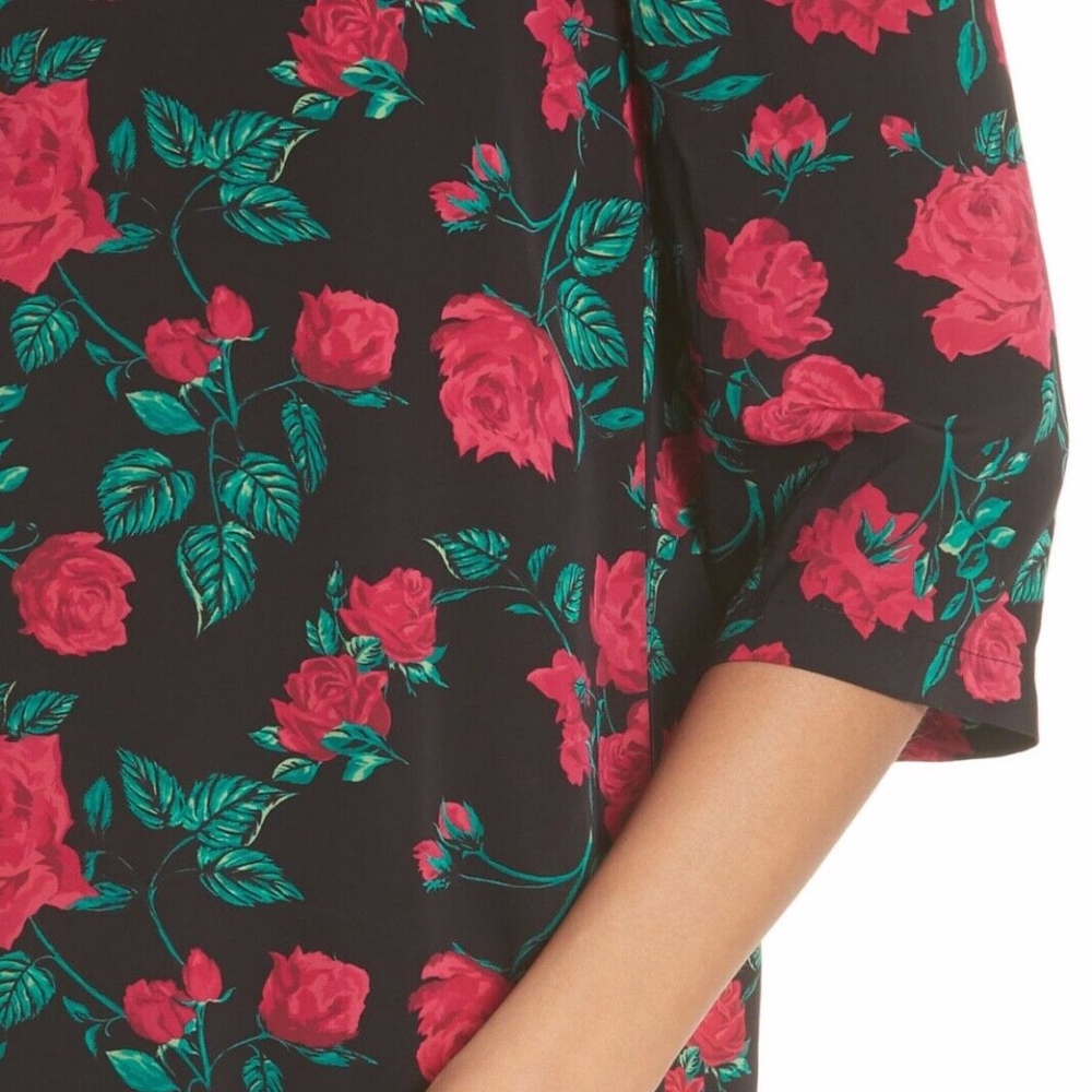 NWT $348 Equipment Aubrey Floral / Rose Red and Black Shift Dress in size XS! - Picture 6 of 6
